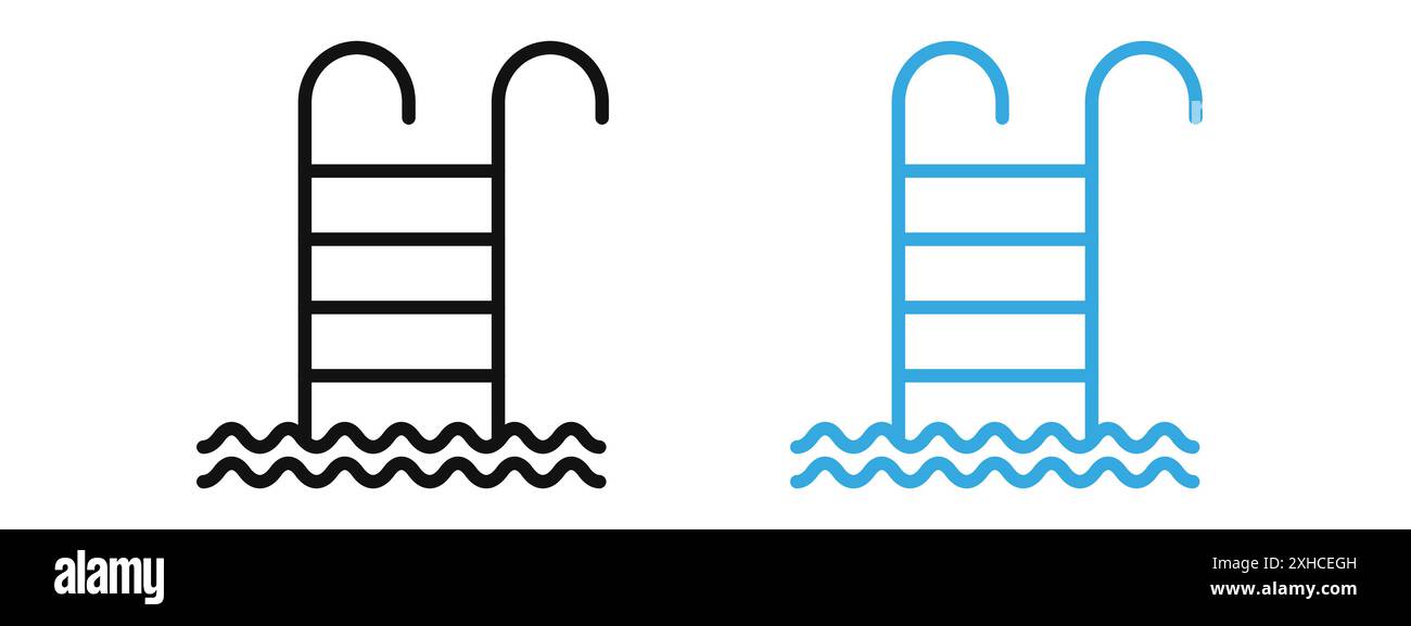 Ladder in swimming pool icon Vector symbol or sign set collection in