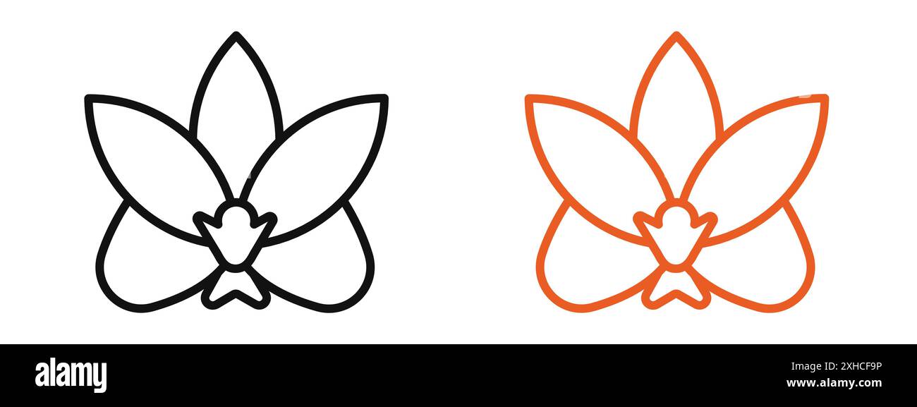 Moth Orchid icon Vector symbol or sign set collection in black and white outline Stock Vector