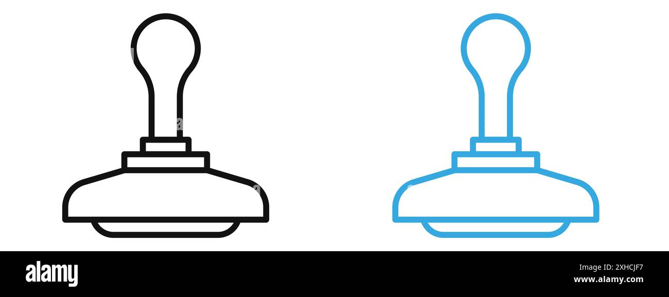 Rubber stamp icon Vector symbol or sign set collection in black and ...