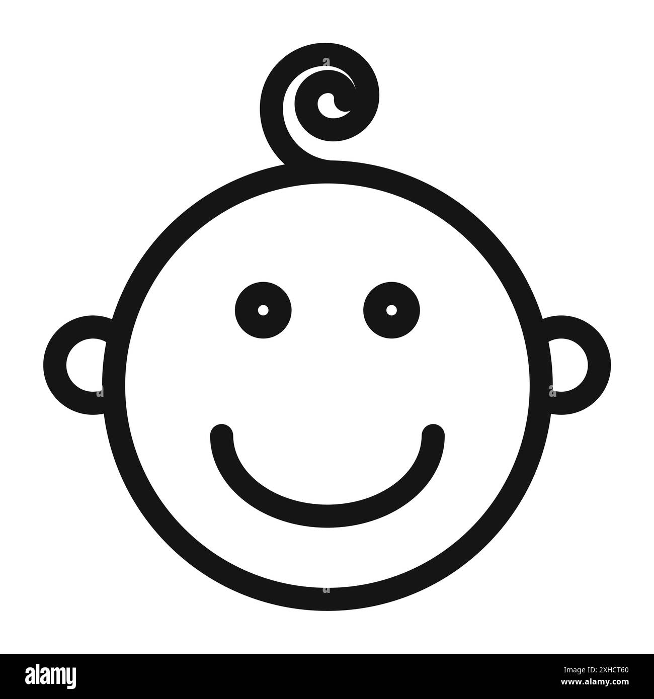 Child head icon Vector symbol or sign set collection in black and white outline Stock Vector