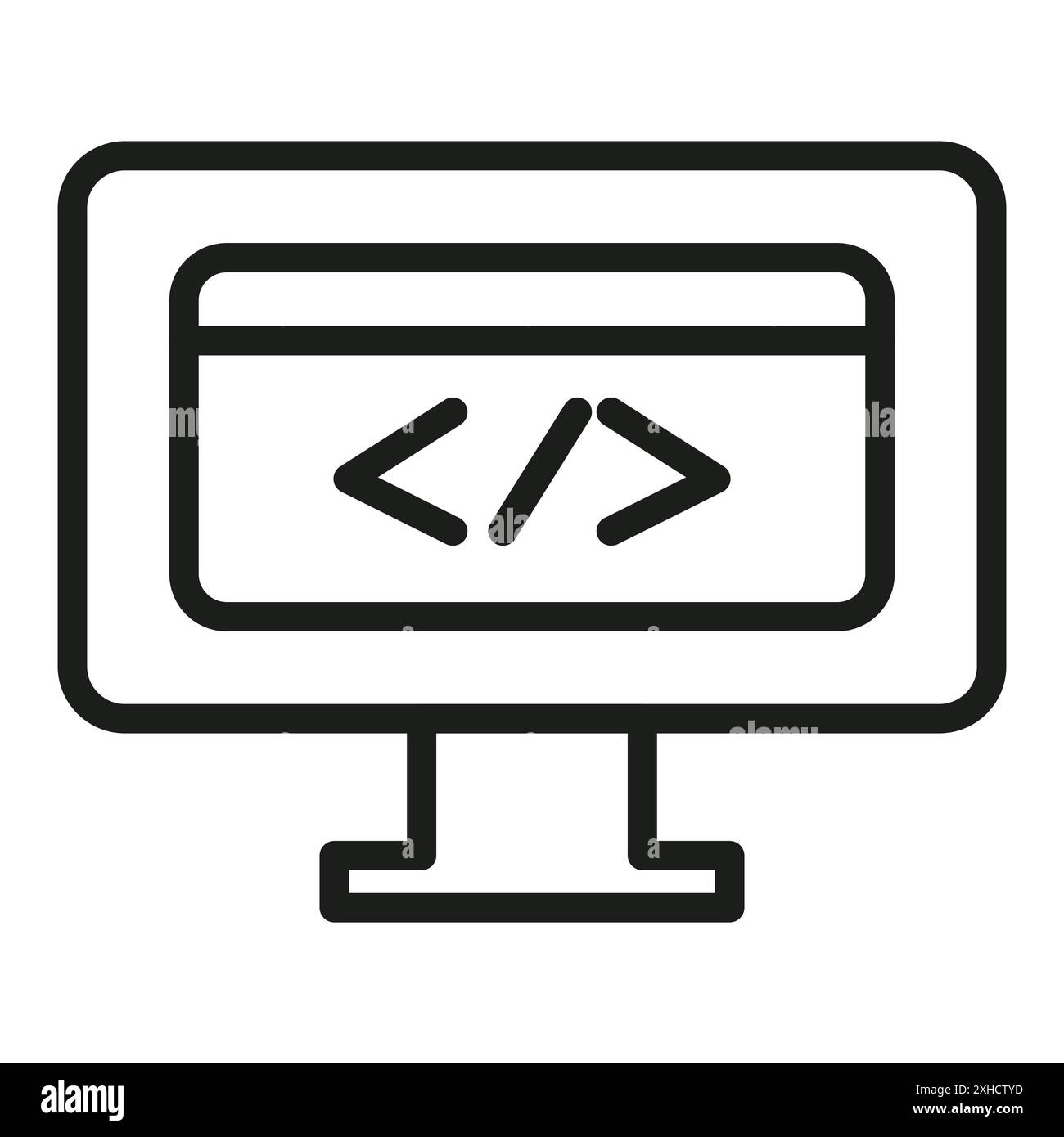 Display code icon Vector symbol or sign set collection in black and white outline Stock Vector