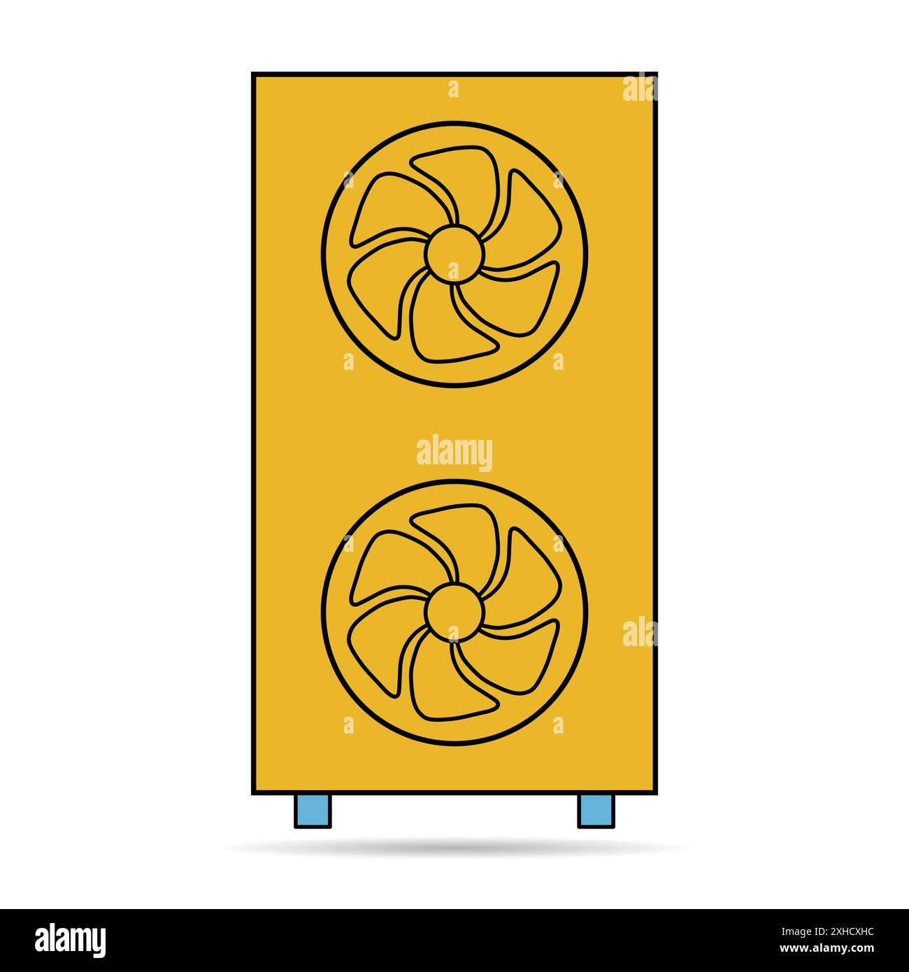 Heat pump air source shadow icon, cooling electric system machine, cool web vector illustration . Stock Vector
