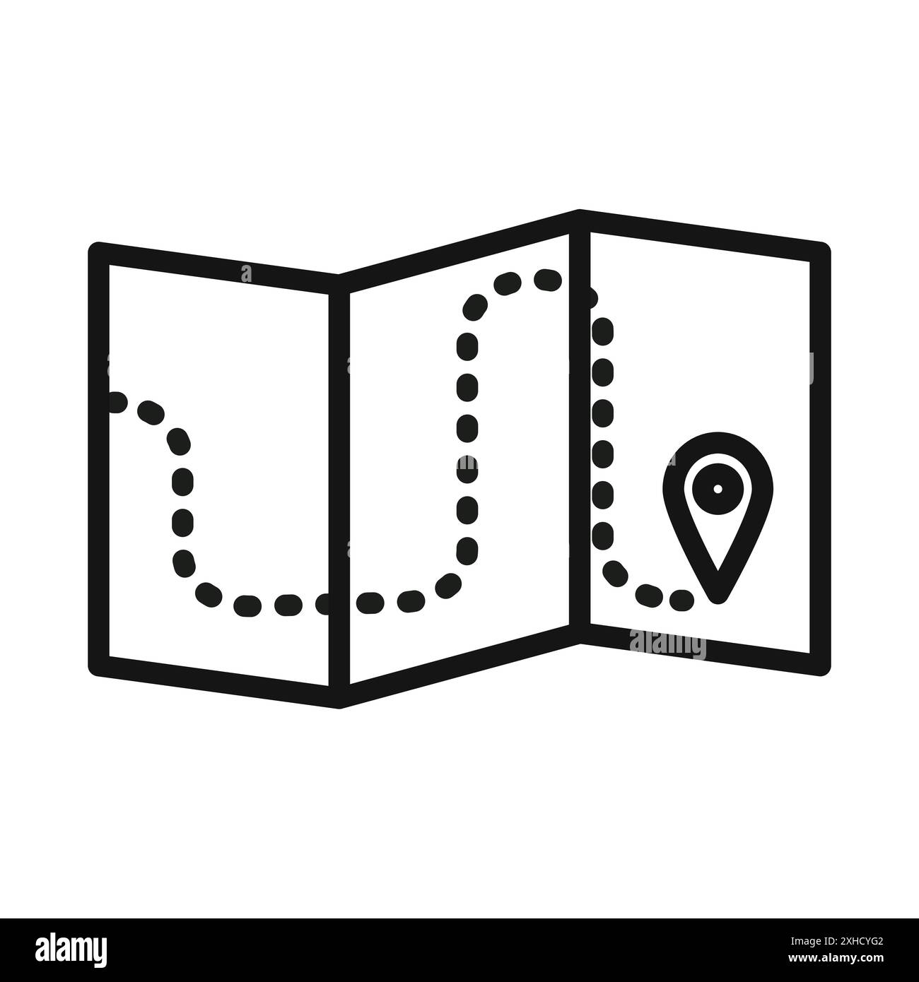 Map icon Vector symbol or sign set collection in black and white outline Stock Vector