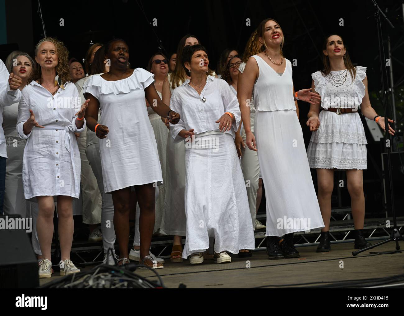 LONDON, ENGLAND JULY 13 2024 R voices choir performs at the Kaleidoscope Festival 2024 at