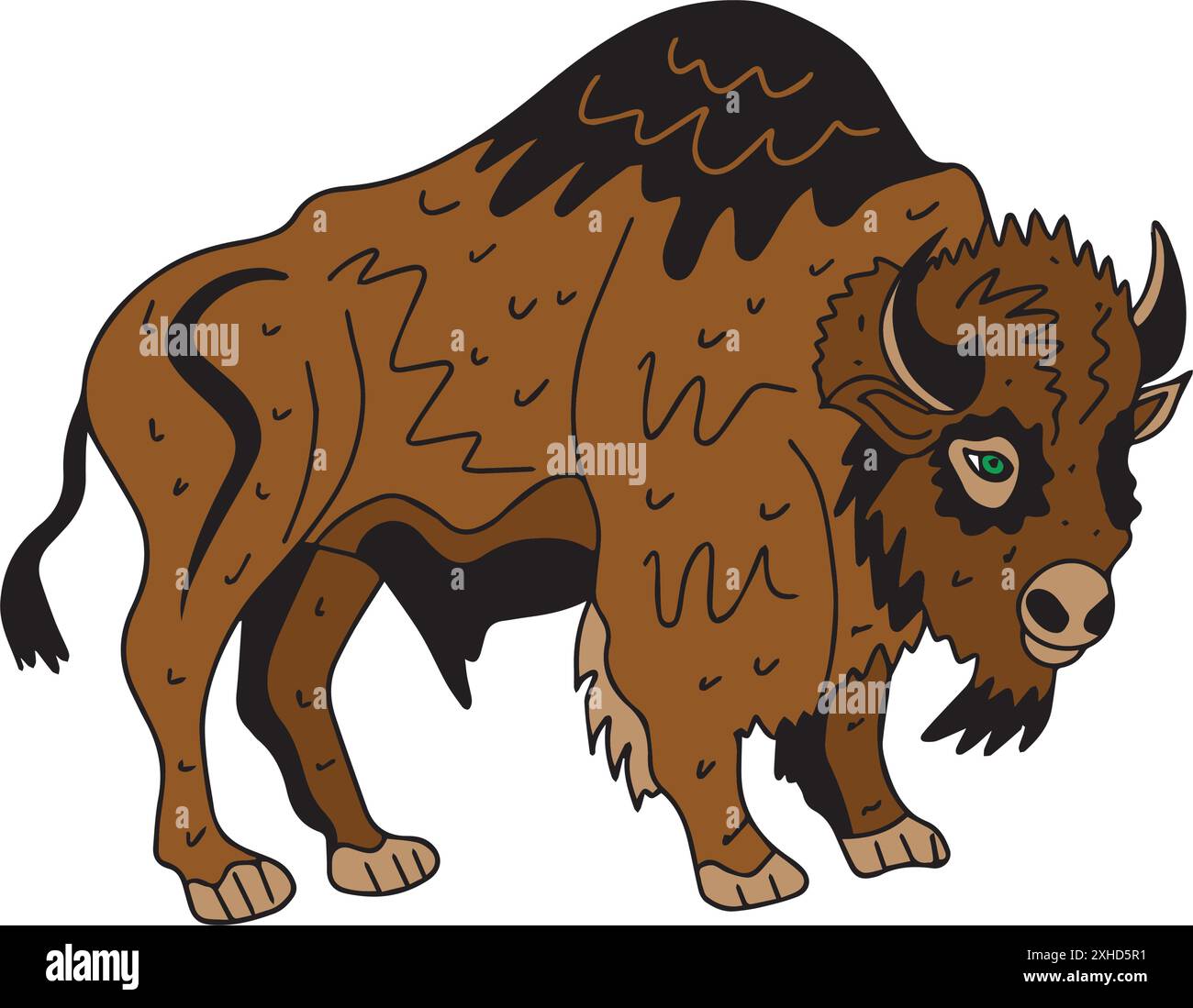 American Bison, buffalo. Hand drawn vector illustration Stock Vector