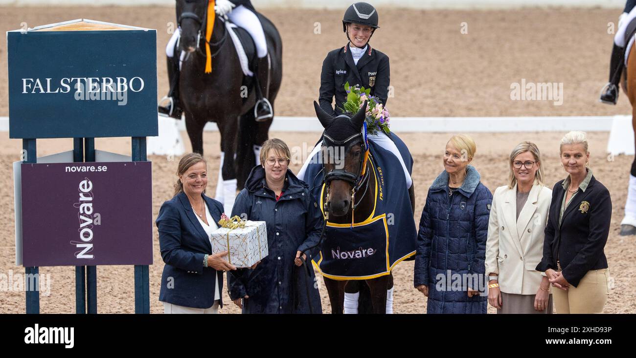Germany's Helen Langehanenberg won with the horse Facile FRHi FEI Dressage Nations Cup Grand Prix during the Falsterbo Horse Show, Sweden. 13th July, 2024. Photo: Andreas Hillergren/TT/Code 10600 Credit: TT News Agency/Alamy Live News Stock Photo