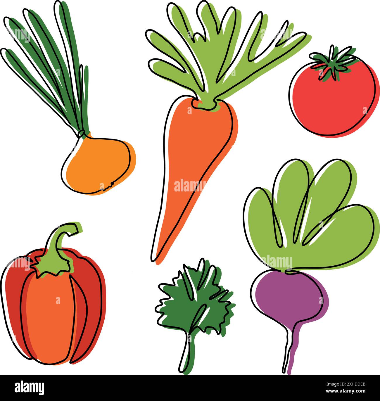 Colorful Vegetable Illustrations line art set Stock Vector Image & Art ...