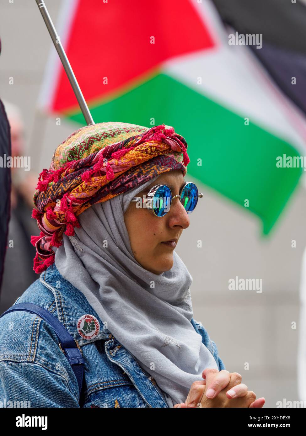GLASGOW, SCOTLAND, UK. July 13th, 2024. A Pro Palestinian rally and