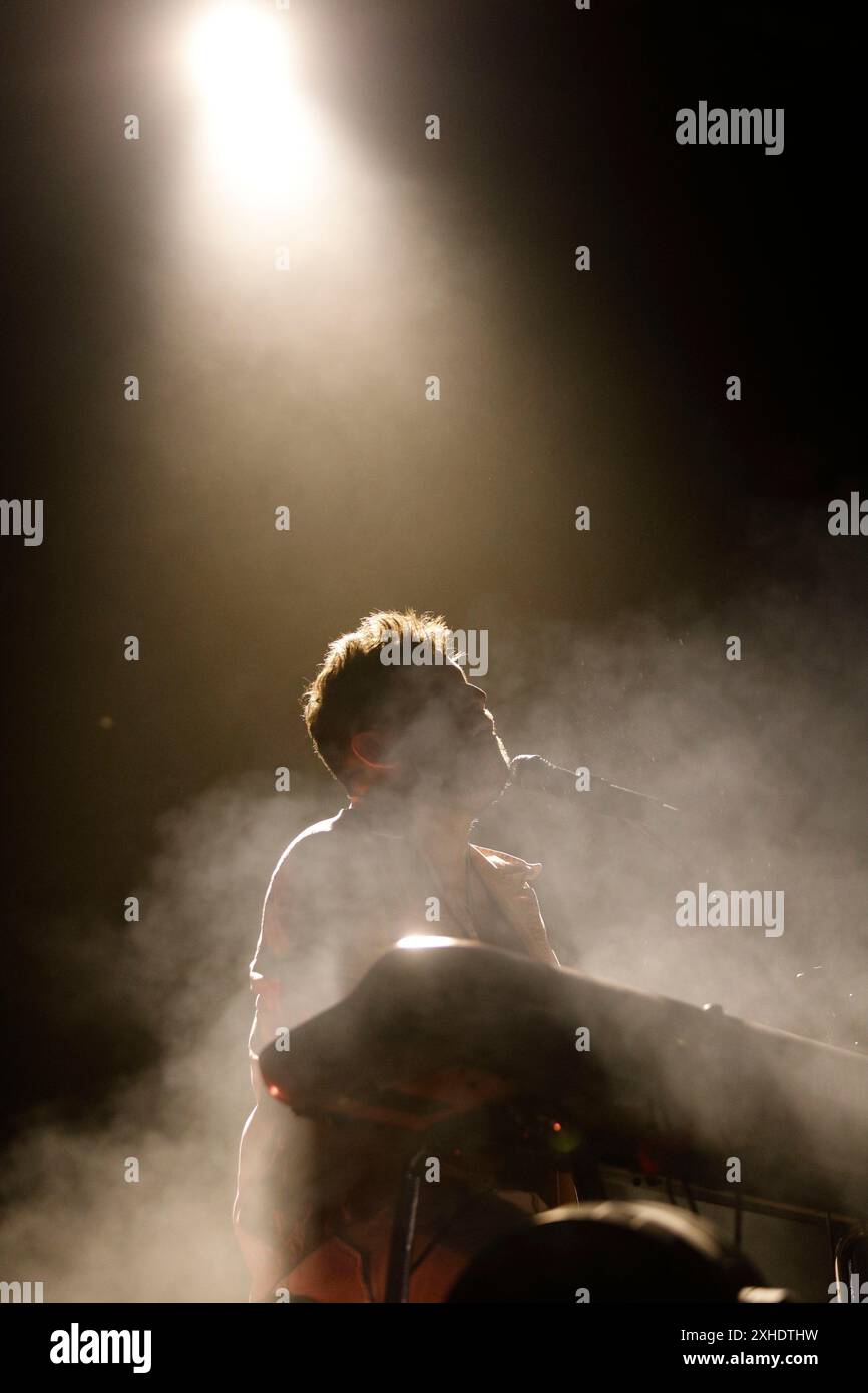 Valencia, Spain. 13rd July, 2024.Pablo Lopez performs during a concert in Los Viveros in Valencia, Credit Eduardo Ripoll. Stock Photo