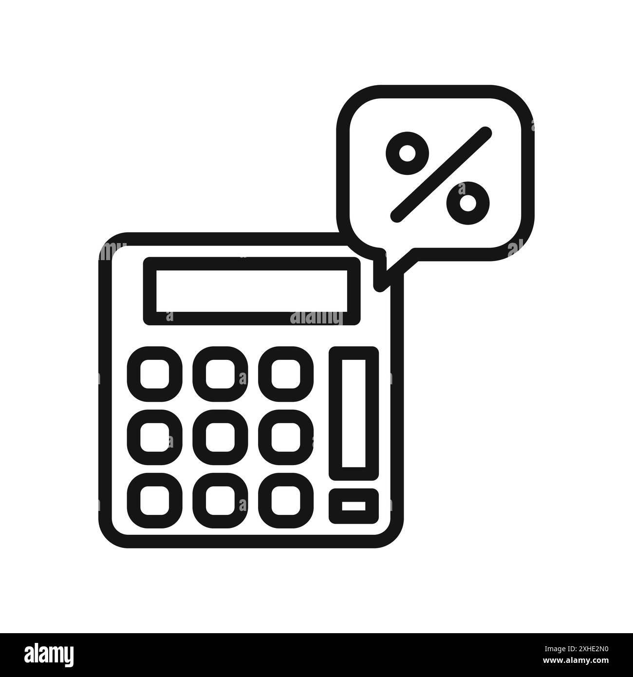 Accounting Calculator icon Vector symbol or sign set collection in black and white outline Stock Vector