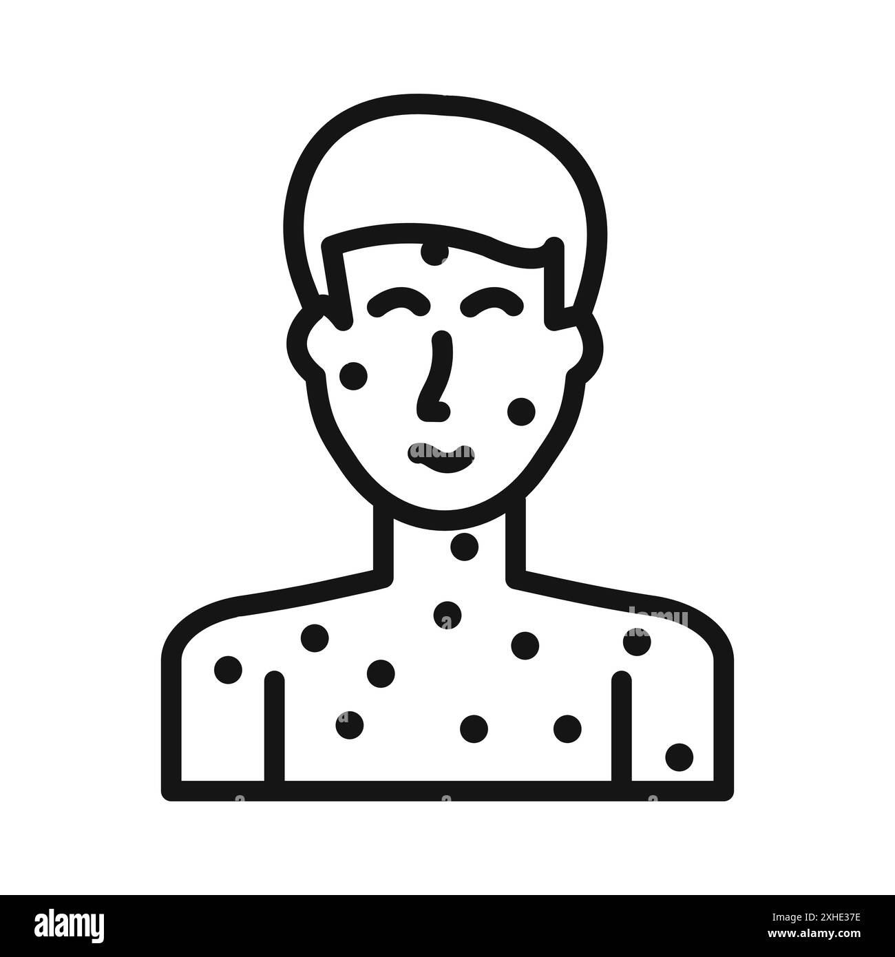 Boy chicken pox icon Vector symbol or sign set collection in black and