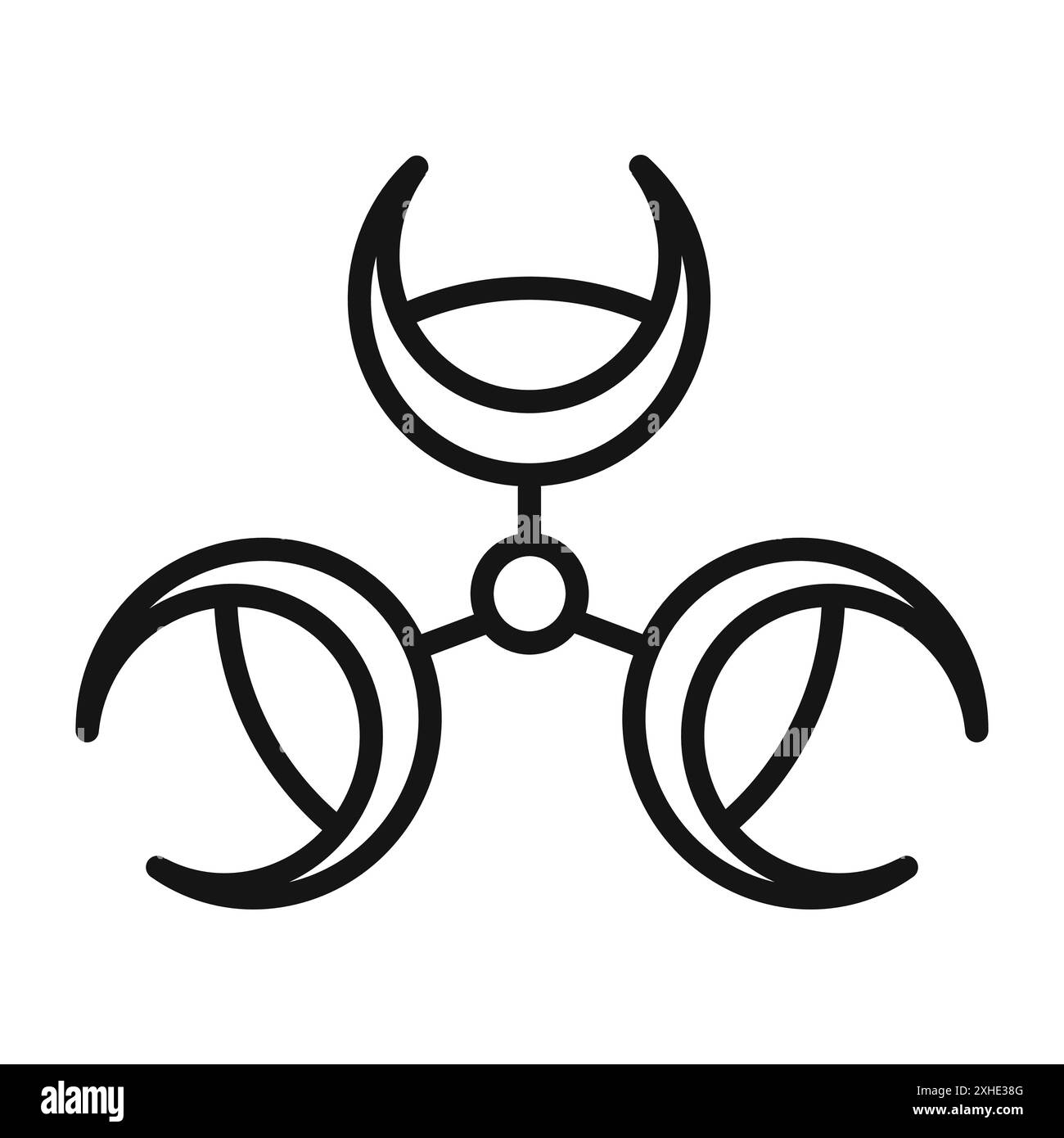 Biohazard icon Vector symbol or sign set collection in black and white outline Stock Vector