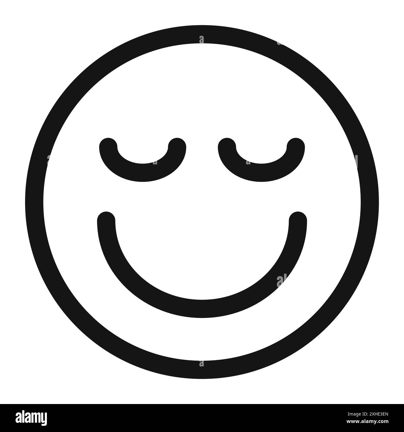 Calm Emoji icon Vector symbol or sign set collection in black and white outline Stock Vector