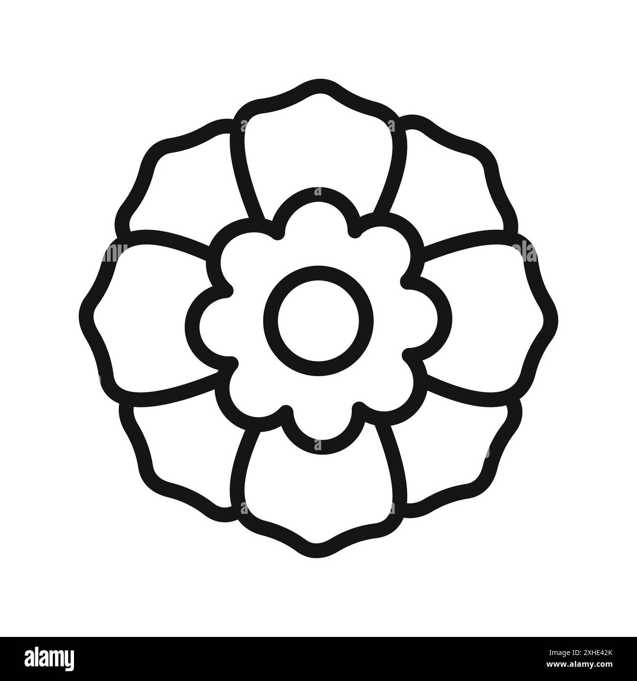 dianthus icon Vector symbol or sign set collection in black and white outline Stock Vector