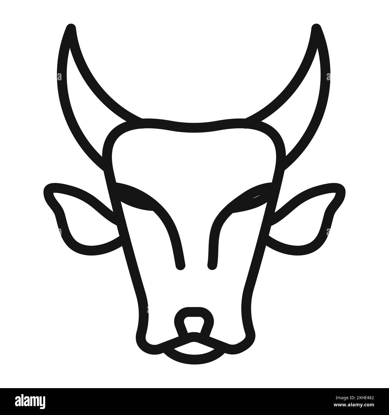 Cow head icon Vector symbol or sign set collection in black and white ...