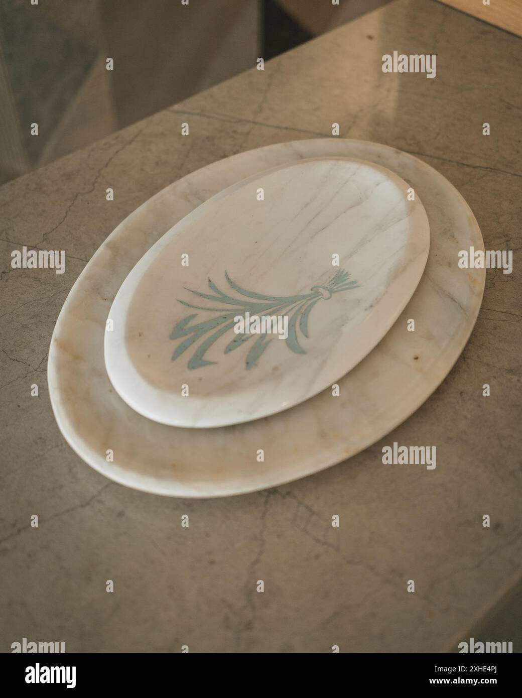 White Calacatta Marble Tray Stock Photo