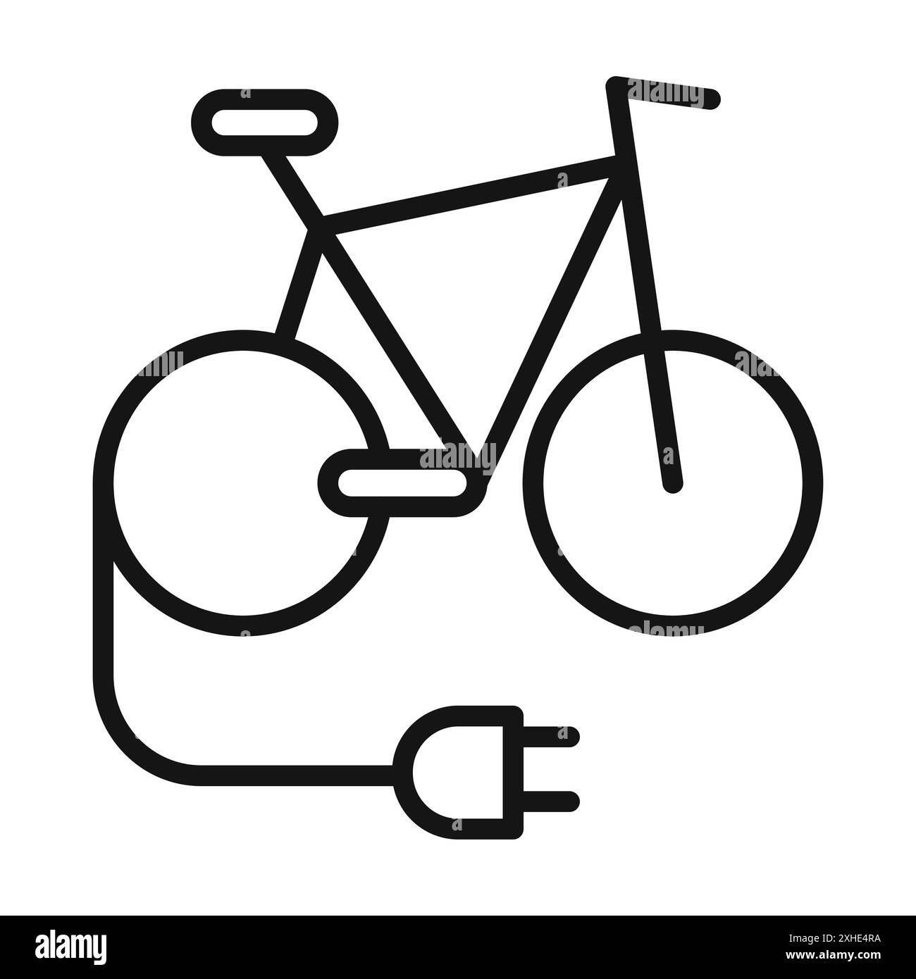 electric bike icon Vector symbol or sign set collection in black and white outline Stock Vector
