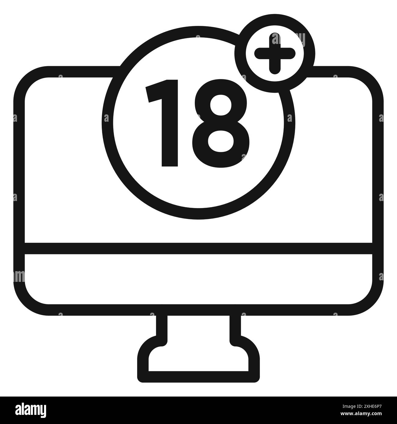 plus 18 movie icon Vector symbol or sign set collection in black and white outline Stock Vector