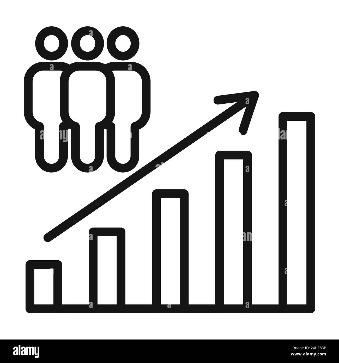 population growth graph icon Vector symbol or sign set collection in ...