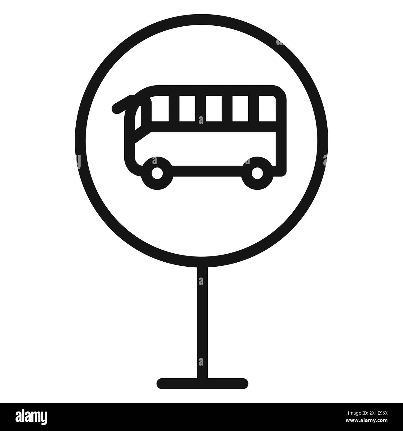 Bus sign icon Vector symbol or sign set collection in black and white ...