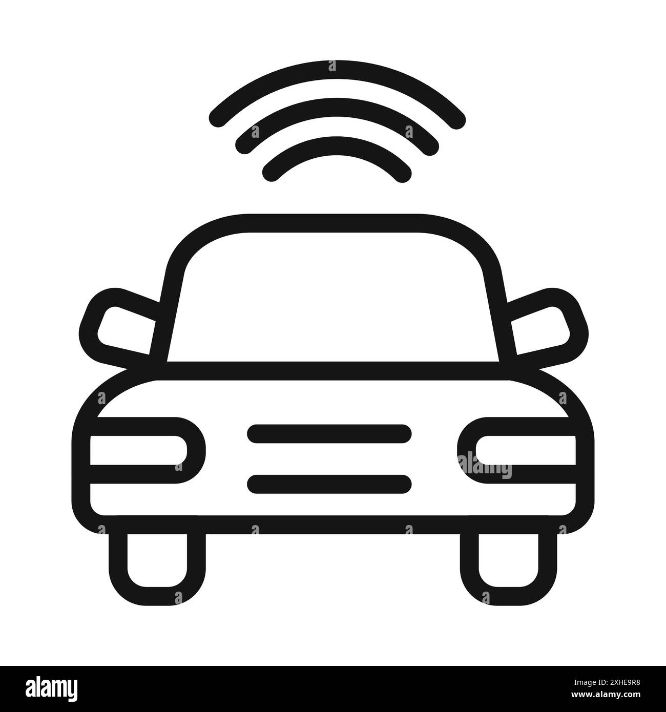 Smart car icon Vector symbol or sign set collection in black and white