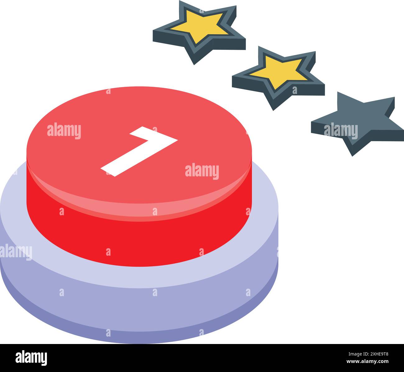 Button 1 Red button showing number one with stars getting one star review Stock ...
