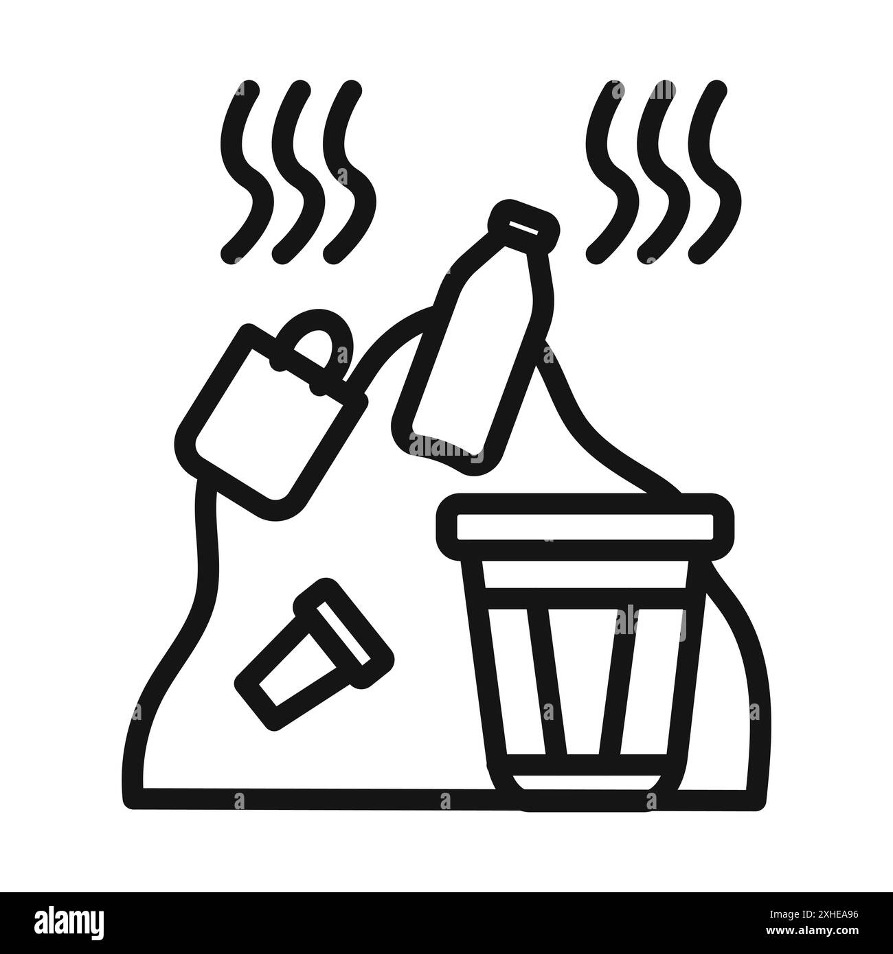 Solid waste icon Vector symbol or sign set collection in black and ...