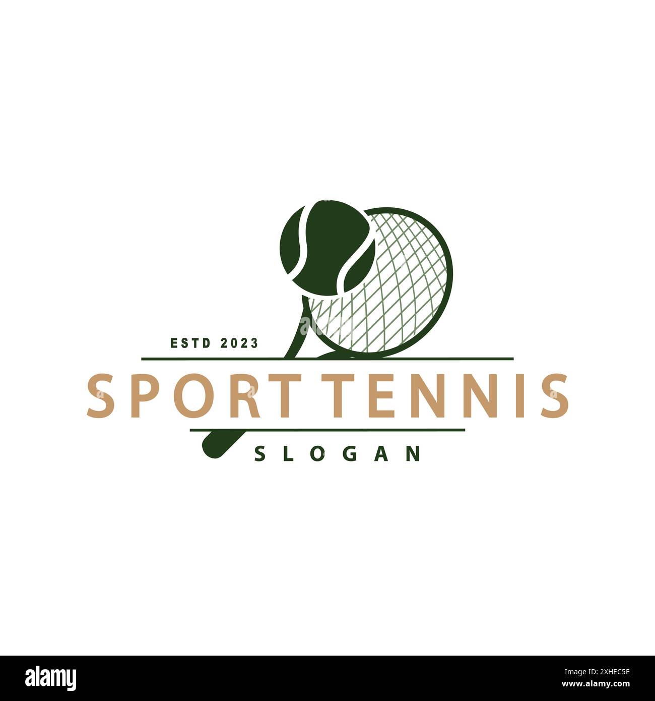 Tennis Logo Design, Tournament Sport, Ball And Racket Vector Simple