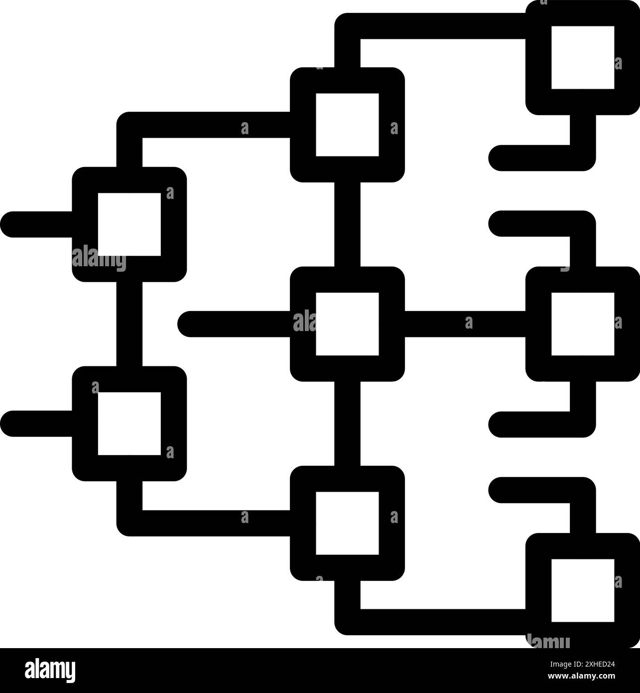 Black and white icon of a complex algorithm scheme with squares ...