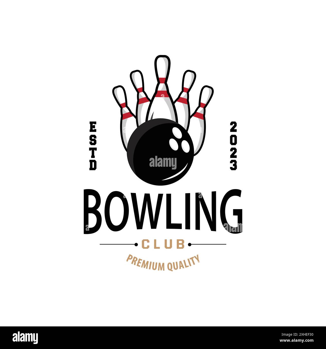 Bowling Sports Club Logo, Bowling Ball And Pin Design Vector Tournament