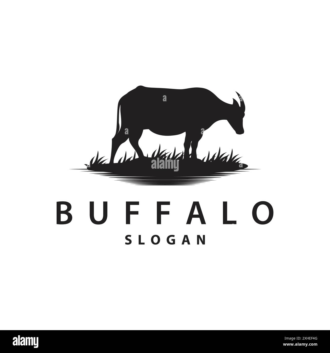 Minimalist Buffalo Logo Template Illustration Symbol Stock Vector