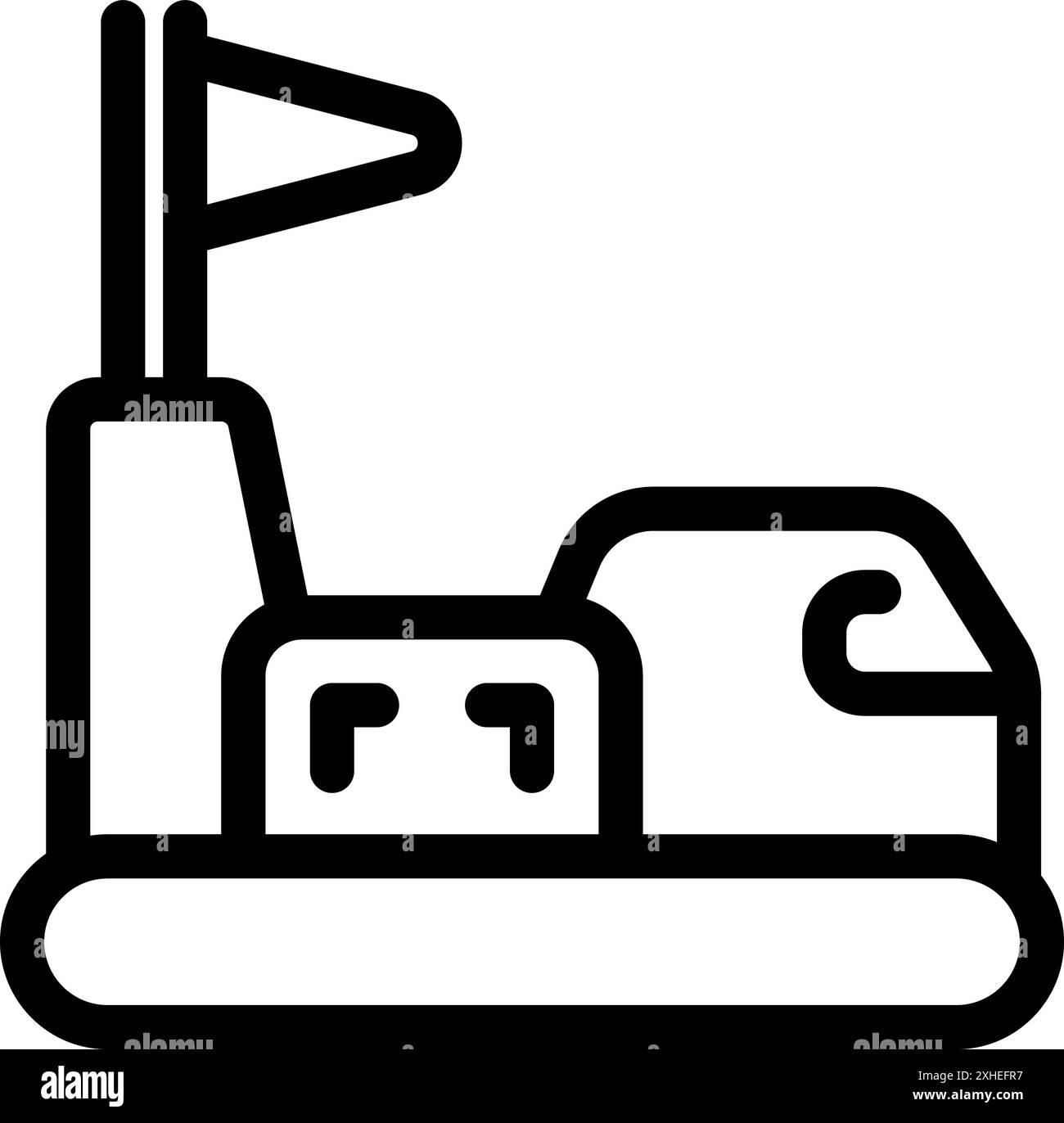 Line art icon illustration of a bumper car amusement park ride with a ...