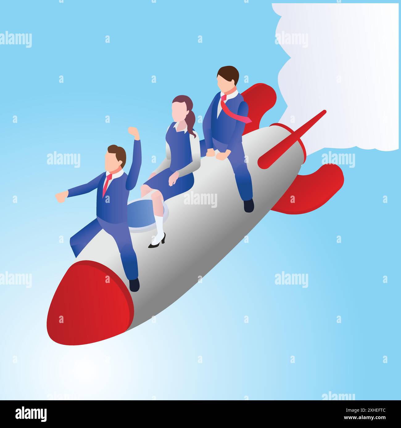 Business team riding a rocket on sky Stock Vector Image & Art - Alamy