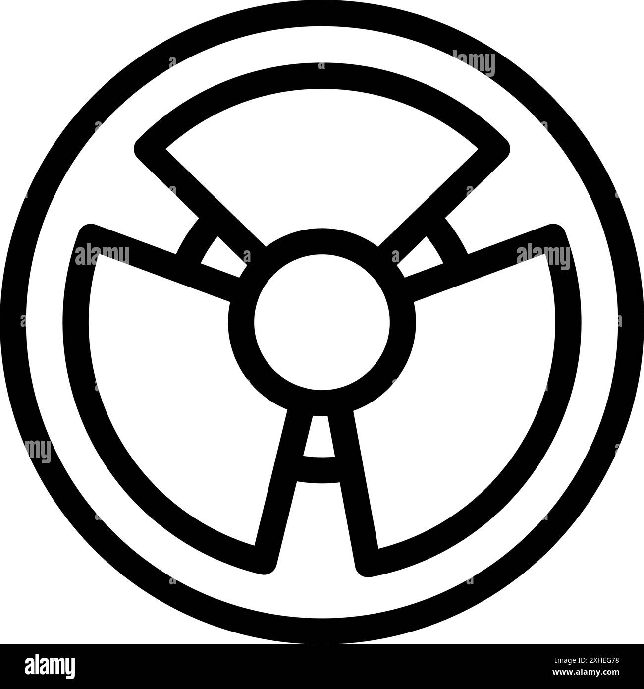 Bold black radioactive hazard warning symbol icon representing danger and nuclear contamination Stock Vector