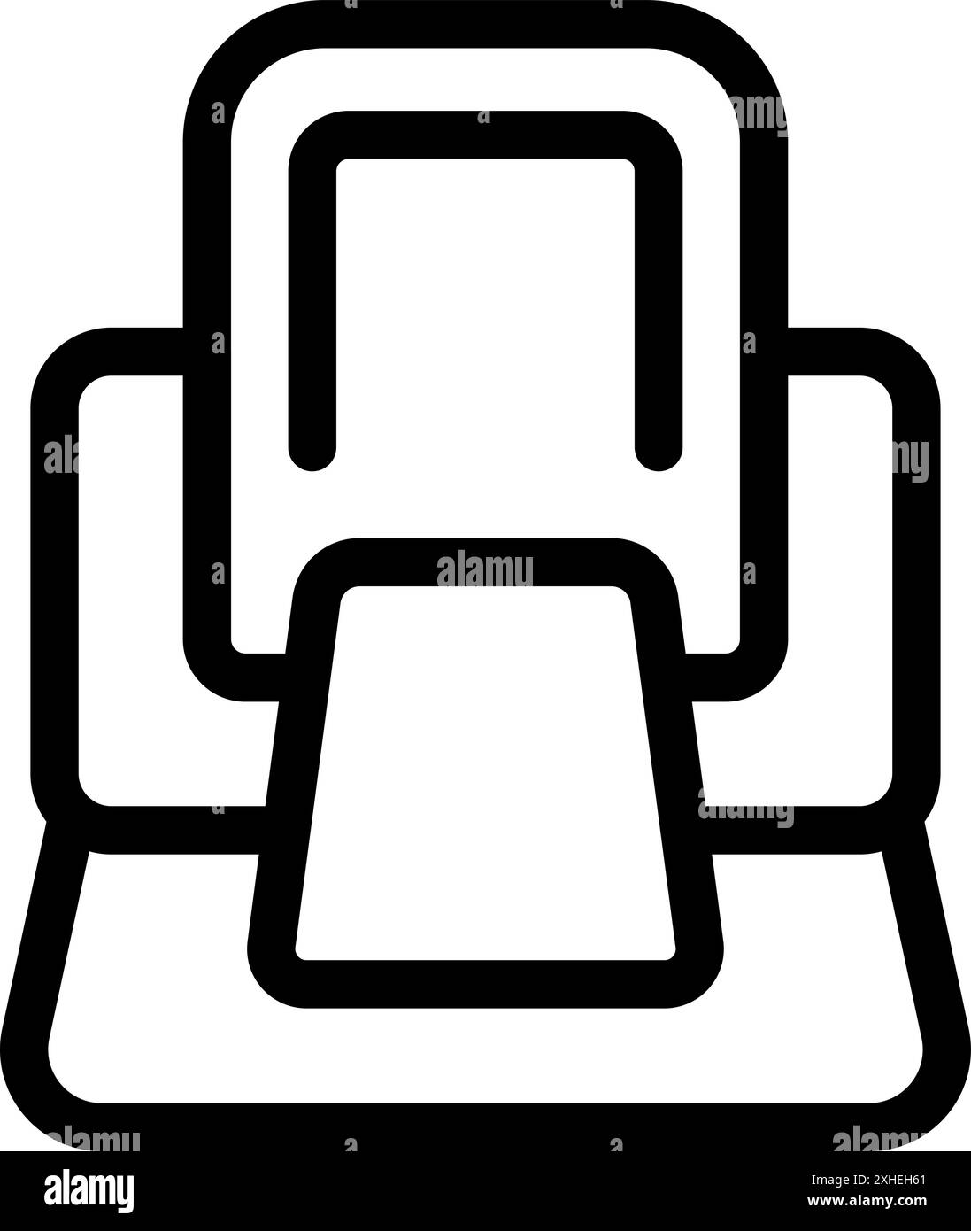 Simple black and white icon of a baby highchair, perfect for websites or apps related to childcare Stock Vector