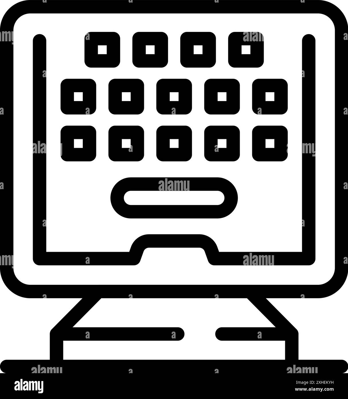 Simple, bold line icon of a computer screen displaying a password entry interface Stock Vector