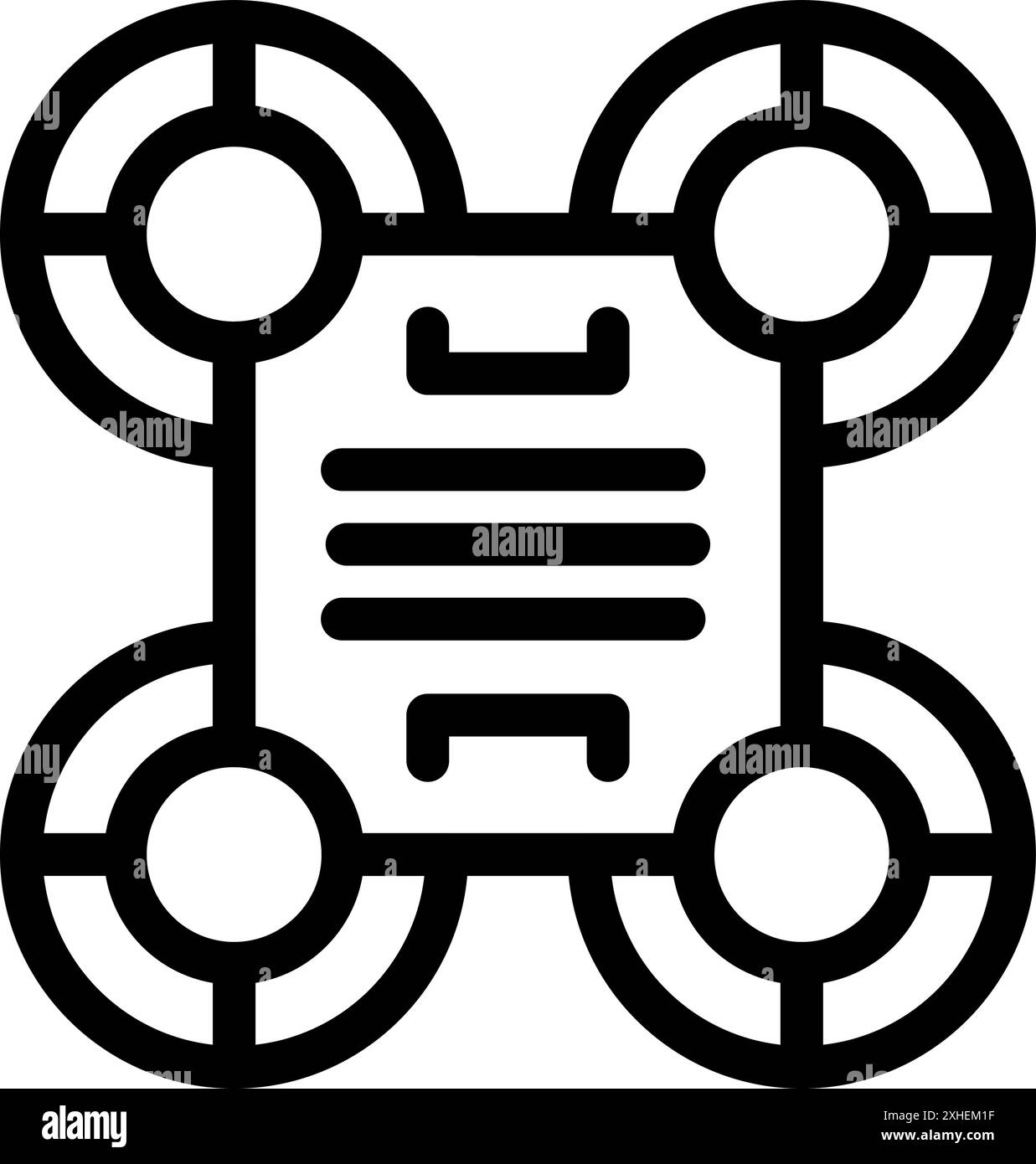 Simple black and white icon of a drone delivering a package Stock ...