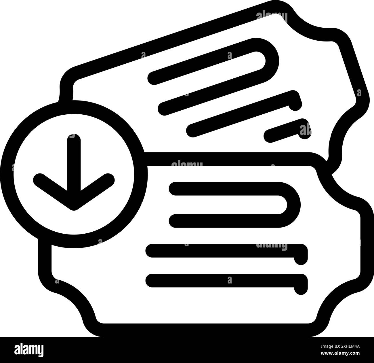 This icon represents the process of downloading tickets, ideal for websites and apps related to travel and entertainment Stock Vector