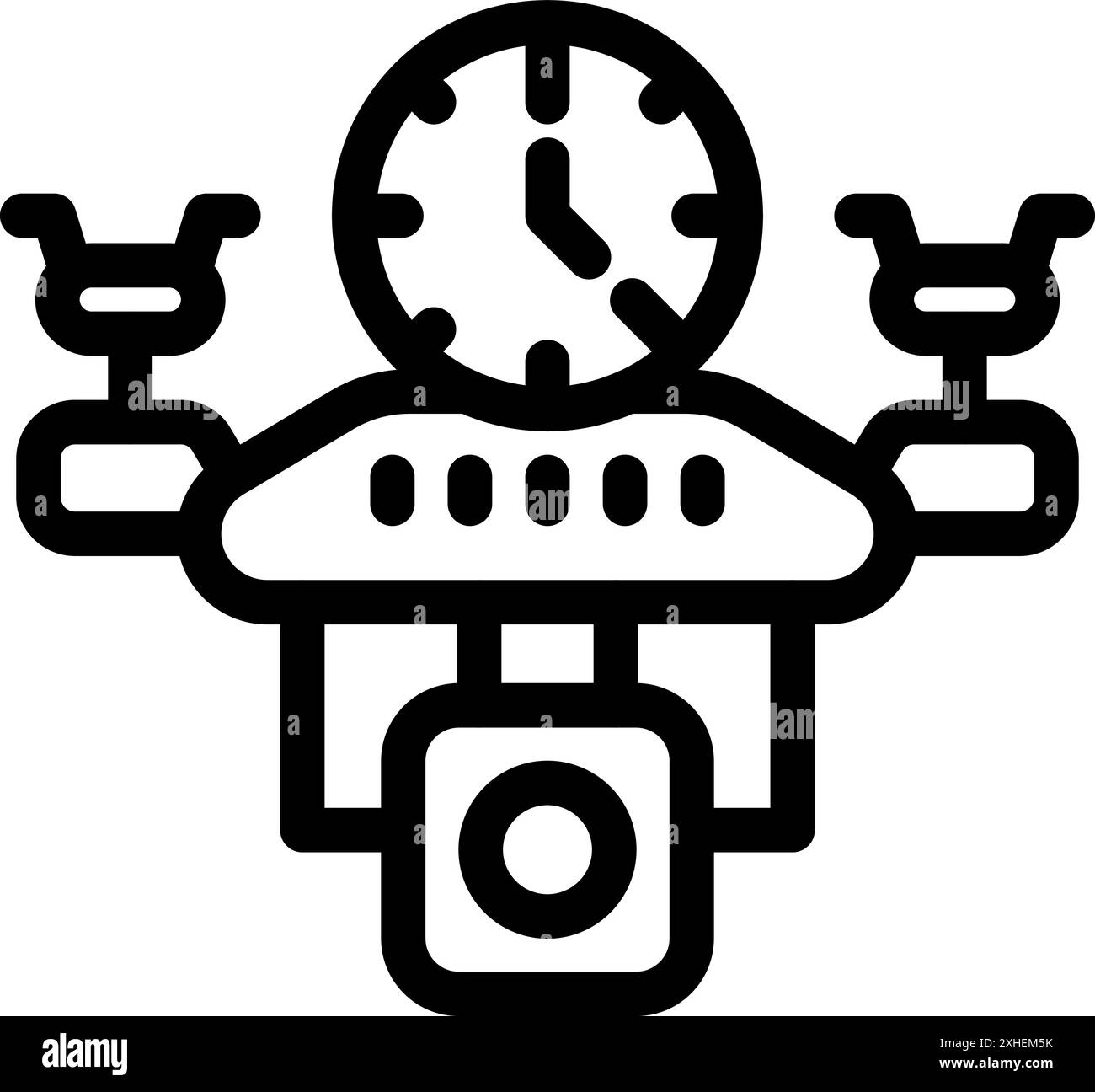 Simple icon of a drone showing remaining flight time stock vector image