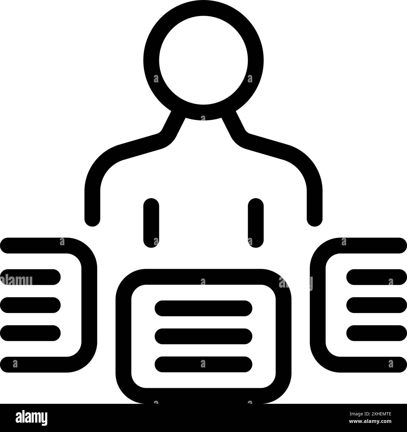 Businessman standing, managing big data flow with data servers Stock Vector