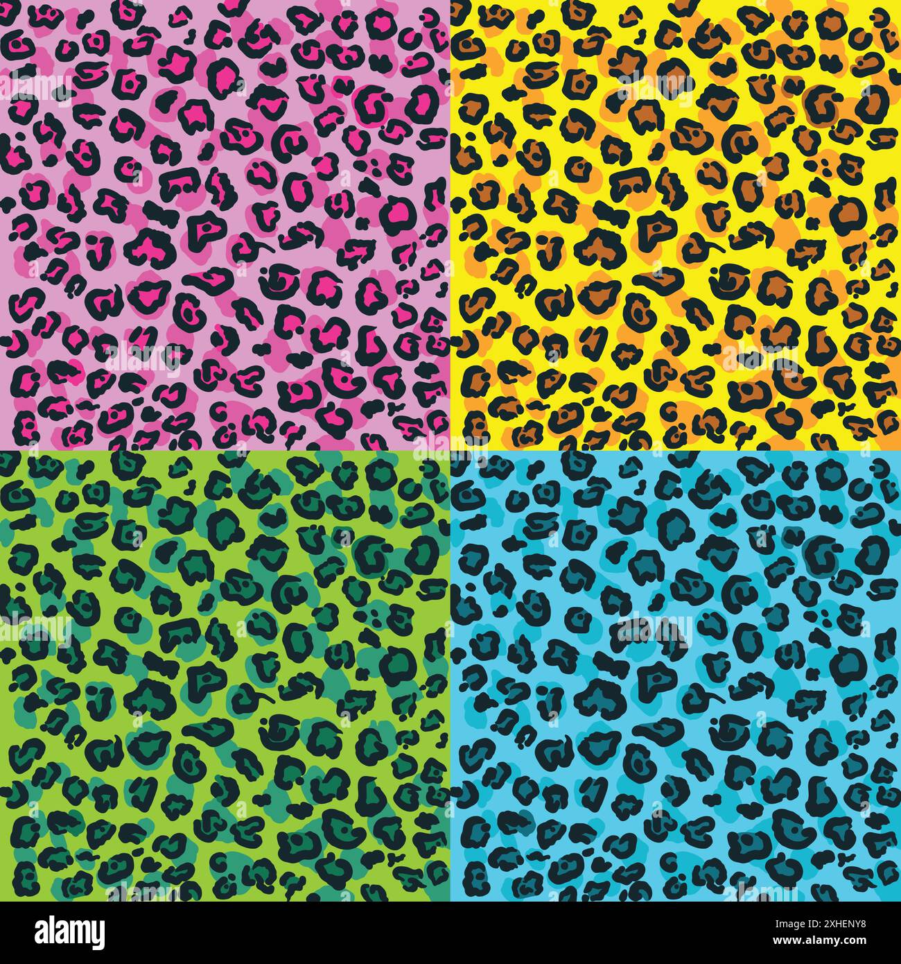 Trendy leopard seamless pattern set Stock Vector