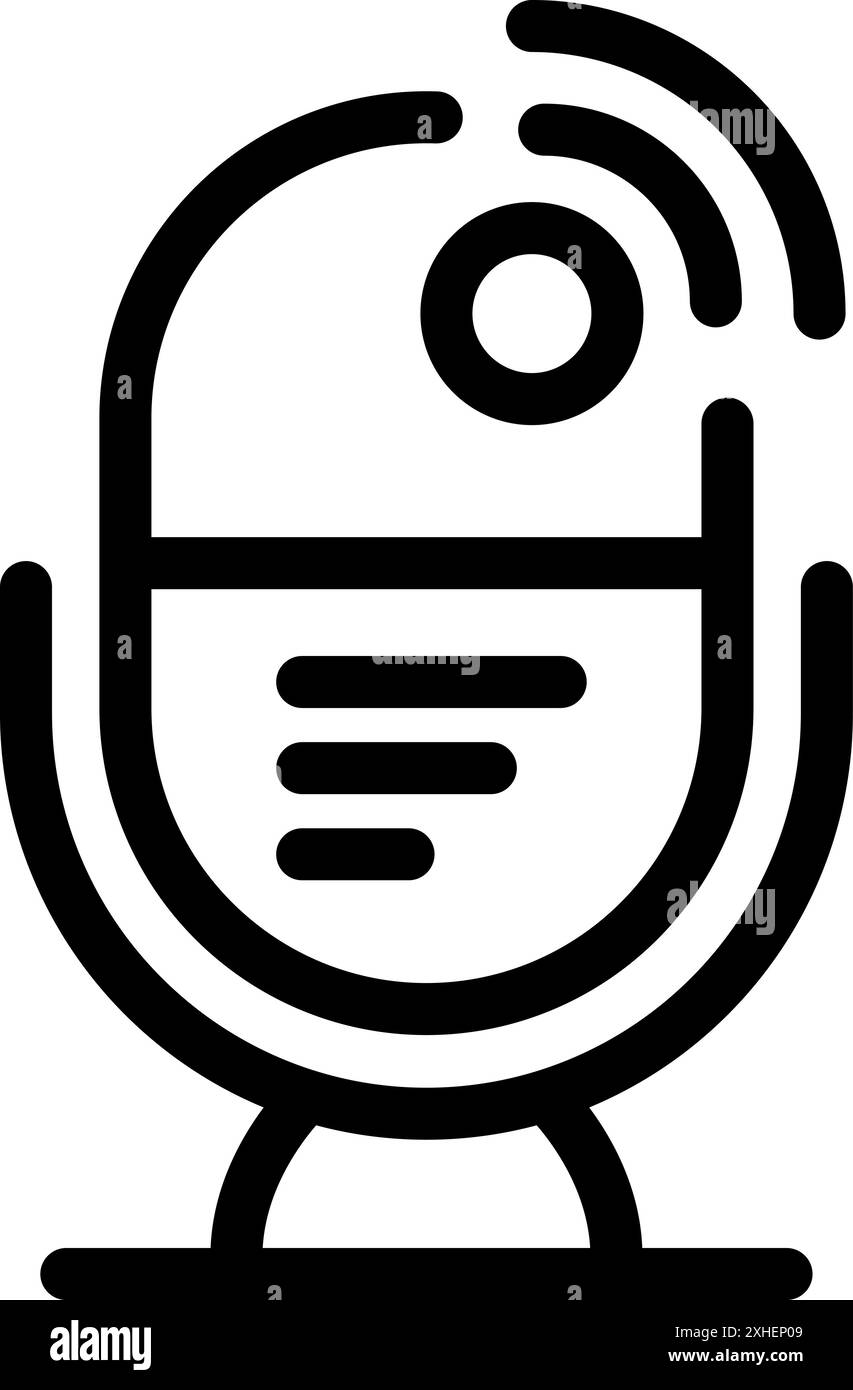 Microphone emitting sound waves, symbolizing voice control technology ...