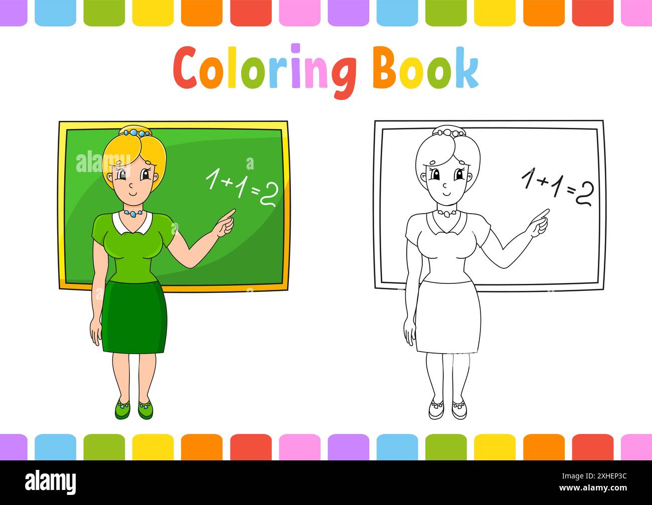 Coloring book for kids. Back to school theme. Cartoon character. Vector ...