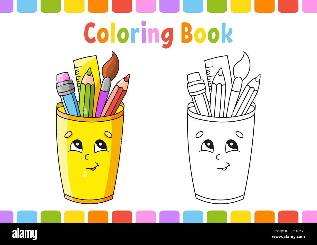 Coloring book for kids. Back to school theme. Cartoon character. Vector ...