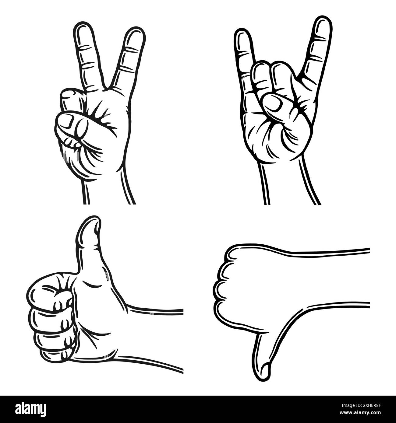 Hand gesture. Outline silhouette. Design element. Vector illustration isolated on white background. Template for books, stickers, posters, cards, clot Stock Vector