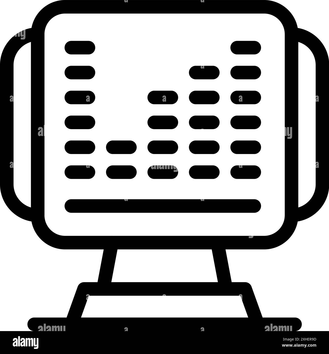 Computer screen displaying a music player interface, complete with an audio spectrum analyzer Stock Vector