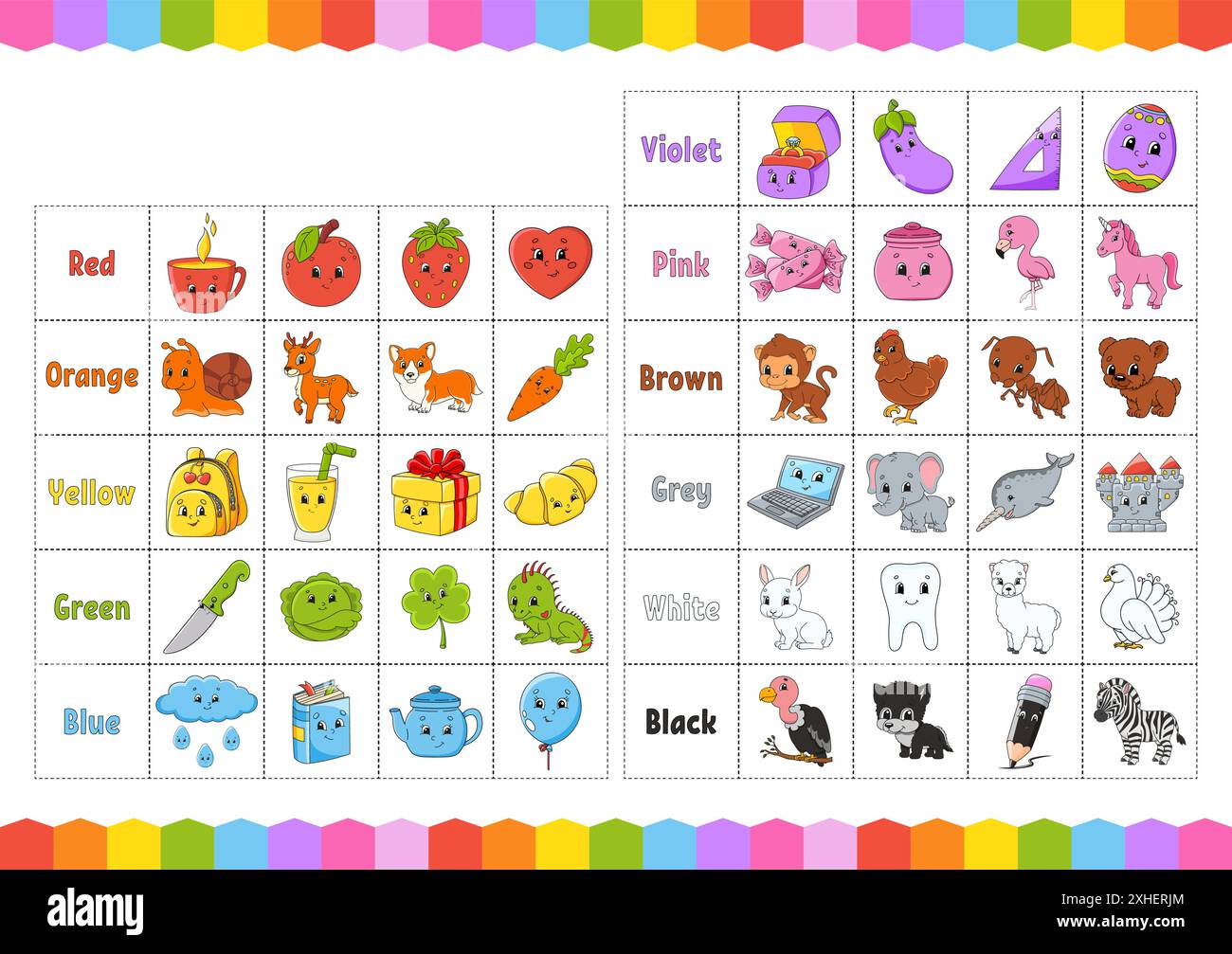 Learning colors for kids. Cut and play. Cute cartoon characters ...