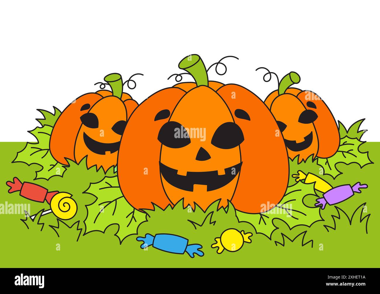 Funny pumpkins. Halloween theme. Color image for kids. Cartoon style ...