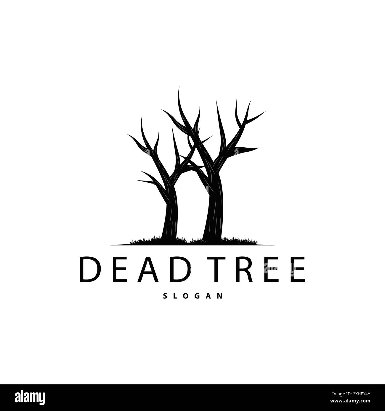 Dry Tree Logo, Dead Tree Plant Design Vector Silhouette Illustration