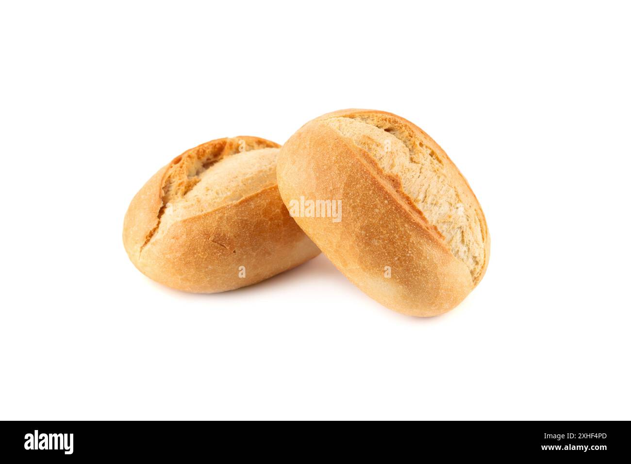 Crispy bread rolls isolated on white background. Fresh crispy bread rolls. Stock Photo